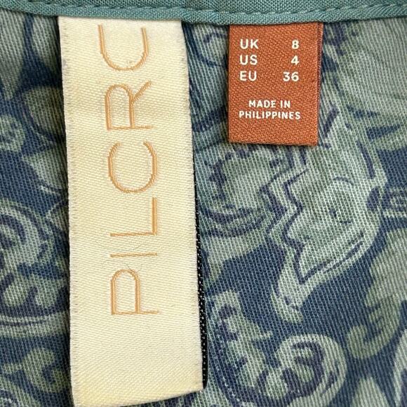 Pilcro Anthropolgie crushed velvet sea foam color button down shirt size 4 - Picture 9 of 14